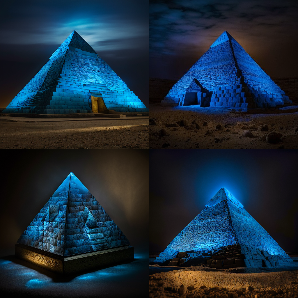 Blue pyramids - set of 4